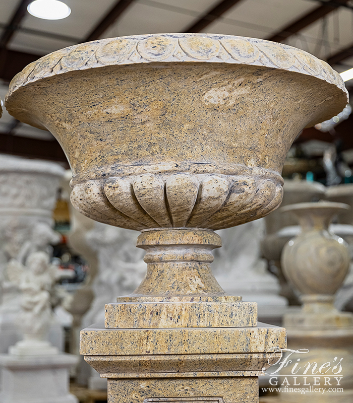 Marble Planters  - Urn Pair In Antique Gold Granite - MP-526